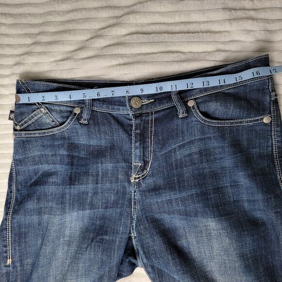 Rock & Republic Kasandra Jeans 12M Bootcut Blue Denim Mid Rise Studded Pockets - Picture 5 of 12